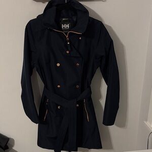 Helly Hansen Women's Navy Trench Coat with Gold Accents